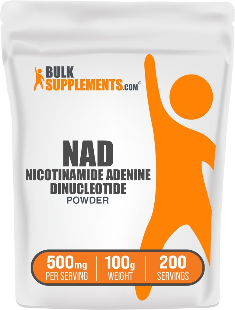 BulkSupplements.com NAD Toz - Nicotinamid Adenine Dinüotid, NAD Supplement 500 mg - Enerji Desteği için, Pure & Gluten Free, 500 mg per Service, 100g (3.5 oz) (1.5 oz)