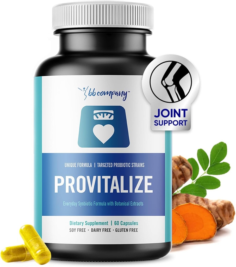 BB Company Provitalize | Probiyotiks for Women Digestive Health, Menopause, Ortak Destek | Seksi Midsection Curves, Bloat | Turmeric Curcumin Moringa | Ambalaj Vary | 60 Ct