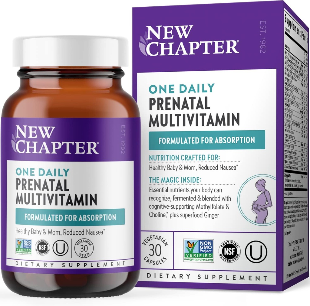 Yeni Bölüm Prenatal Vitaminler, Bir Günlük Prenatal Multivitamin with Metilfolate + Sağlıklı Anne & Bebek, Gluten Free & Non-GMO, 30