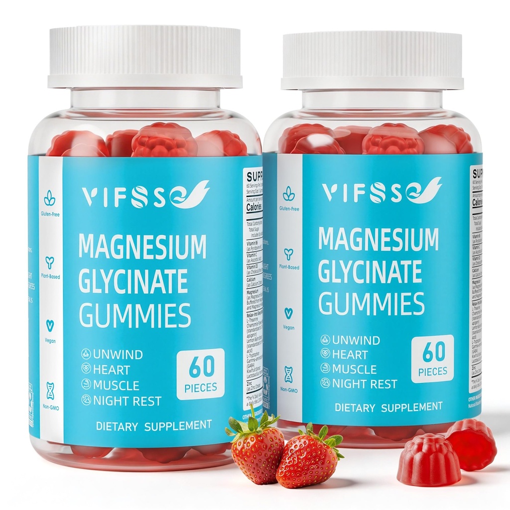 Magnezyum Glycinate Gummies for Yetişkinler & Çocuklar 4+, 2 Pack Sugar Free Magnezyum Bisglycinate Supplement 400/200 mg with L Theanine, Chamomile, Lemon Balm For Evening Support & Bedtime Routine 120 Gummies