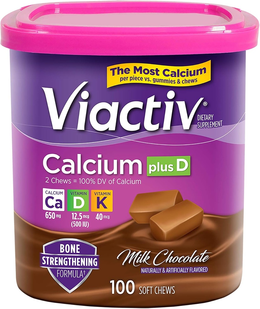 Viactivelli +Vitamin D3 Supplement Soft Chews, Milk Chocolate, 100 Chews - Bone Health için silikon Diyet Supplement