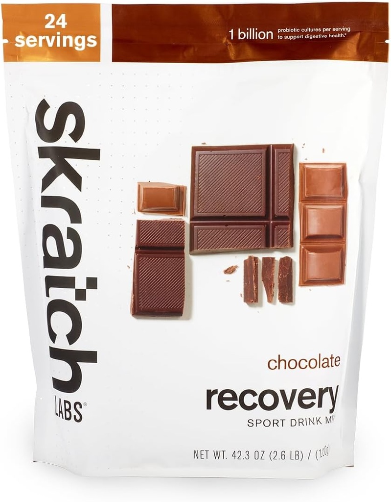Skratch Labs Post Workout Recovery Drink Mix with Chocolate, (41.6 oz, 24 Hizmet) Tam Süt Vakası ve Whey ve Probiyotikleri, Gluten Free, Kosher, Vegetarian