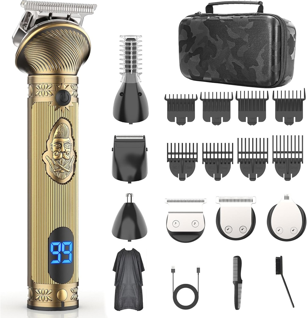 Erkekler için Ayık Trimmer, Case, Cordless Hair Clipper, Mens Grooming Kit for Mustache Body Nose Face - 180 Mins Shaving, Things for Him & Father