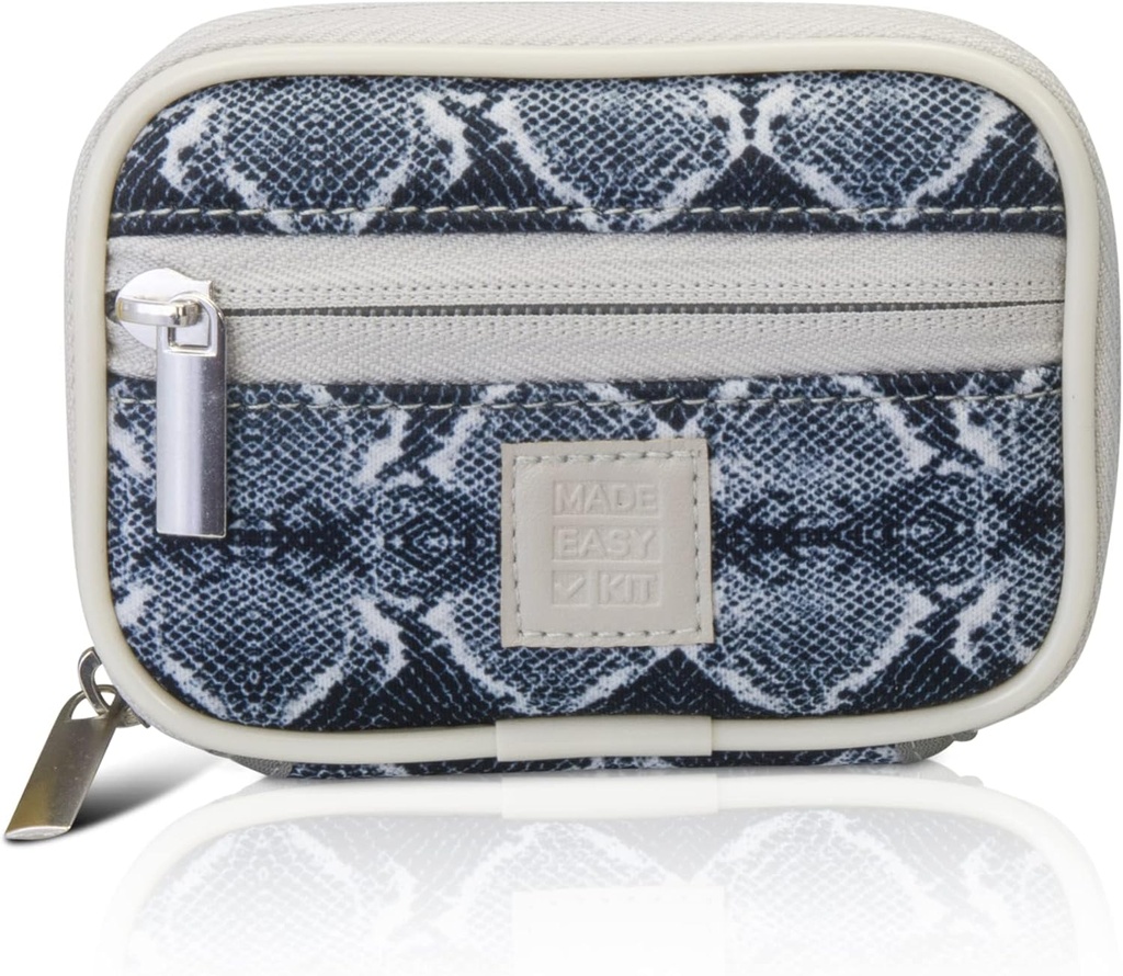Easy Kit Pill Case - Medical Weekly Medicine Organizer with Reforce Seven-Day Vitamin & Supplement Box (Silver Snake Skin)