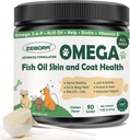 ZEBORA Omega 3 Köpekler için balık yağı, Wild Caught Dog Fish Oil, EPA & DHA, Krill Oil, Kelp, Skin ve Coat Supplement Supplement, Anti Itch & Shedding, Support Kuru Skin, Joint Health, Dog Antis
