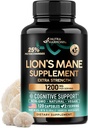 Lions Mane Supplement Capsules - Organik Lions Mane - ABD'de Made in ABD - Meyve Bodies Ekstraksiyonu - 1200 mg, 25 Polysaccharides - Memory & Focus Support - As Lions Toz - 120 Capsules, 2 Ay Supply