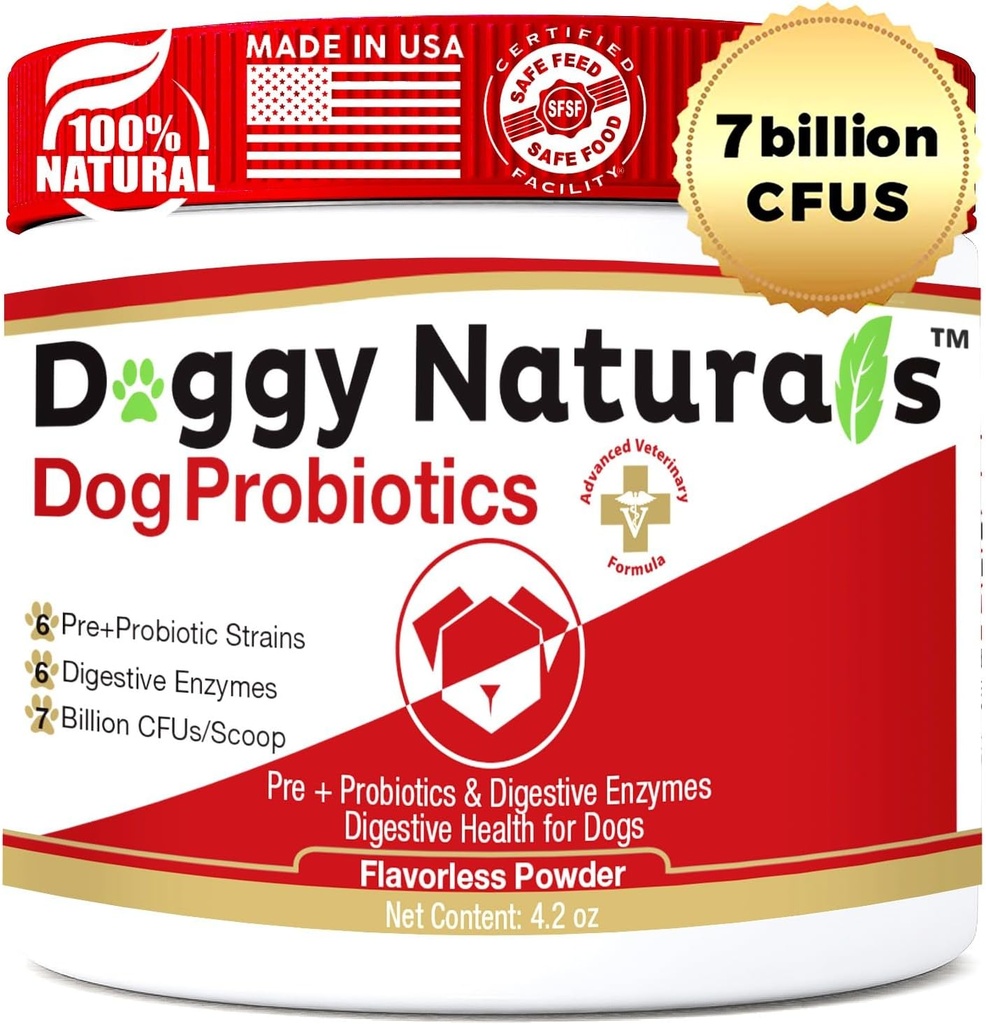 Köpekler ve Kediler için Probiyotikler - Gelişmiş Max-Strength Digestive Health, Art & Keep Proper Gut Flora- All Natural Probiyotiks Toz - (Made in USA) 4.2 Oz(7 Milyar CFU Per Scoop)