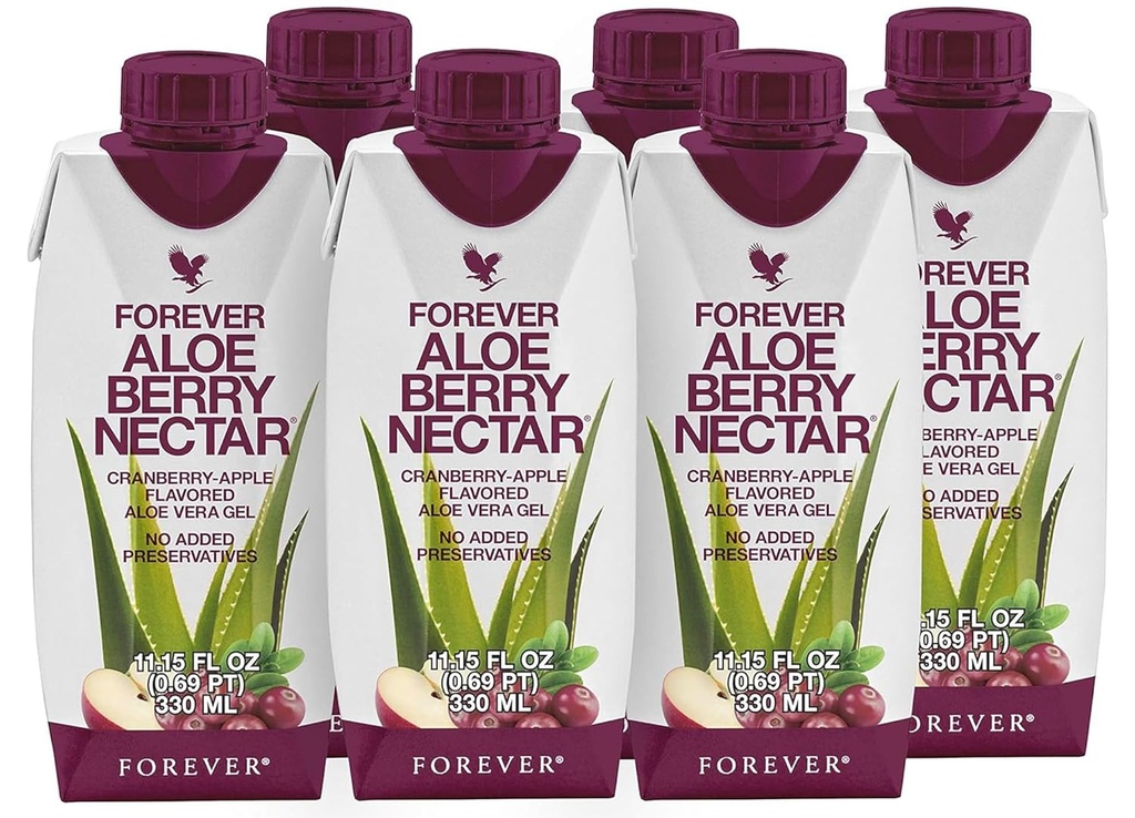 Forever Living - Aloe Berry Nectar - 90.7% Pure Aloe Vera Gel, Cranberries ve Apples - Hiçbir Preservatives - 330 ML (Pack of 6)