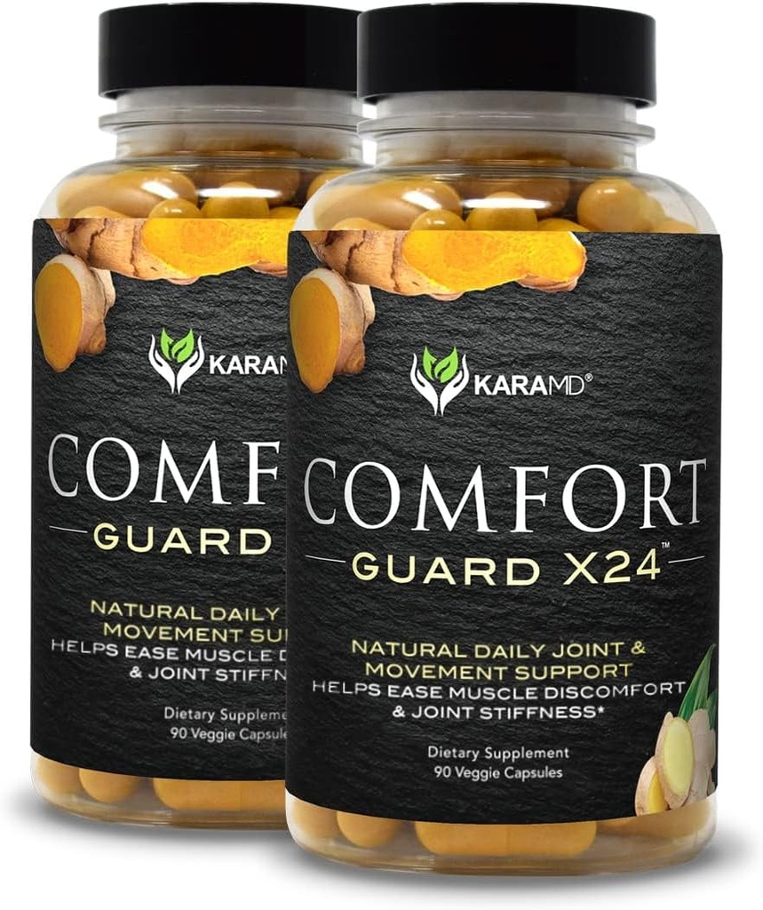 KaraMD Comfort Guard X24 | Ortak ve Hareket Desteği Tamam | Turmeric Curcumin, Boswellia & Ginger | Ease Kas Discomfort & Ortak Stiffness | Non-GMO, Gluten Free & Vegan Friendly (2 Pack)