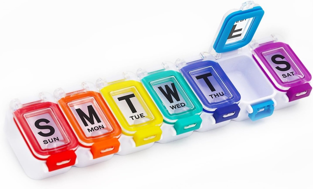 XL Weekly Pill Organizer Arthritis Friendly, Travel 7 Day Pill Box Case, Large Pill Case with Popup Open Design to Hold Vitamins, Fish Oil, Συμπληρωματικά και Φάρμακα (Lock 7 Ημέρες)