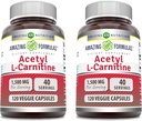 Amazing Formulas Acetyl L-Carnitine 1500 Mg Per Veggie Capsules Supplement | Non-GMO | Gluten Free | Made in USA | Uygun for Vegetarians (120) | 2 Paket
