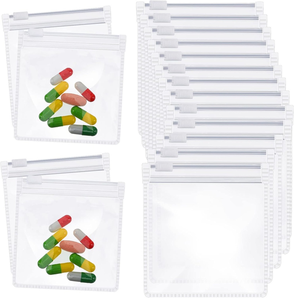 Zonon Pill Pouch Çantalar Kullanılabilir Reusable Pill Baggies Clear Plastik Çanta Kendi Saldır Seyahat Hekimliği Kombine Cod Liver Oil için Slide Lock ile Depolama ve Küçük (48 Adet)