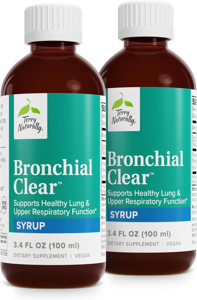 Terry Natural Bronchial Clear Liquid - Respiratory Support for Bronchial & Lung Health - Bronchial Support for Respiratory Health - Sağlıklı Lung Support for Yetişkinler & Çocuklar - 3.4 fl oz (Pack of 2)