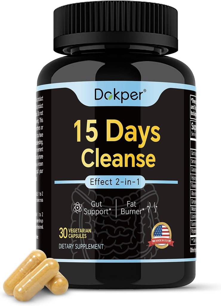 Natural Cleanse Detox, 15 ημέρες 2-σε-1 υποστήριξη Gut, Colon Cleanse για άνδρες & γυναίκες, Senna Leaf, Cascara Sagrada, Psyllium Seed Husk Powder, Aloe Vera Extract, 30 κάψουλες