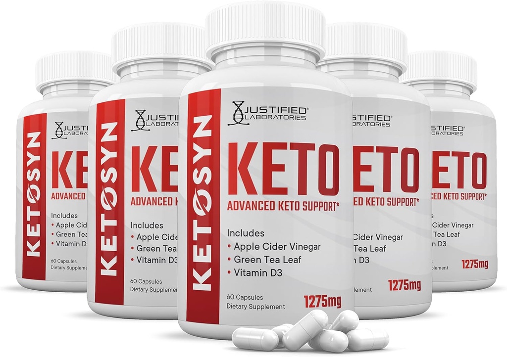 (5 Πακέτο) Ketosyn Keto ACV χάπια 1275MG Keto Υποστήριξη Blend Κάψουλα Εναλλακτική για Keto ACV Gummies Formed with Apple Cider Vinegar Extra Virgin Olive Oil Powder Green Tea Leaf 300 Κάψουλες