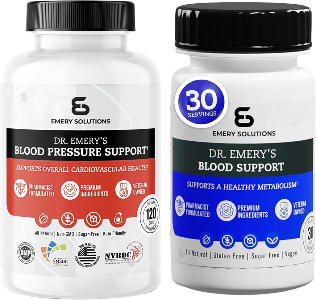 Dr Emery'nin Kan Basıncı Desteği ve Kan Destek Capsules Magnezyum D3 P Properties CoQ10 B6 B9 B12 Vitamini