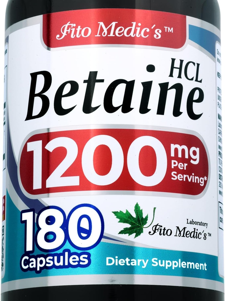FITO MEDIC'S Lab | Betaine hcl | Betaine. |180 Capsules | 1200 mg |Betaine | Betaine Supplement Supplement.