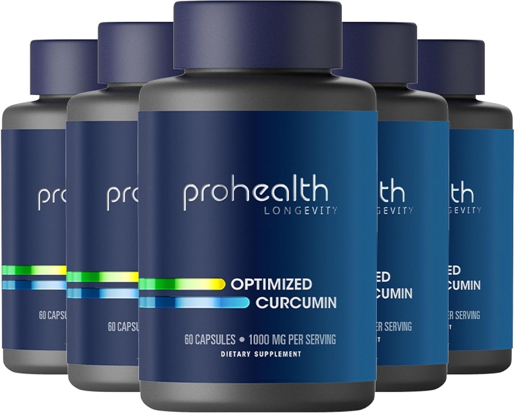 ProHealth Turmeric Curcumin Supplement: 285 Times More Bioavailable - Αναπτύχθηκε από νευροεπιστήμονες. 1000 mg συμπυκνωμένο εκχύλισμα Longvida Curcumin ανά Σερβίρισμα (60 X 500 mg κάψουλες ανά φιάλη) (6 Συσκευασία)