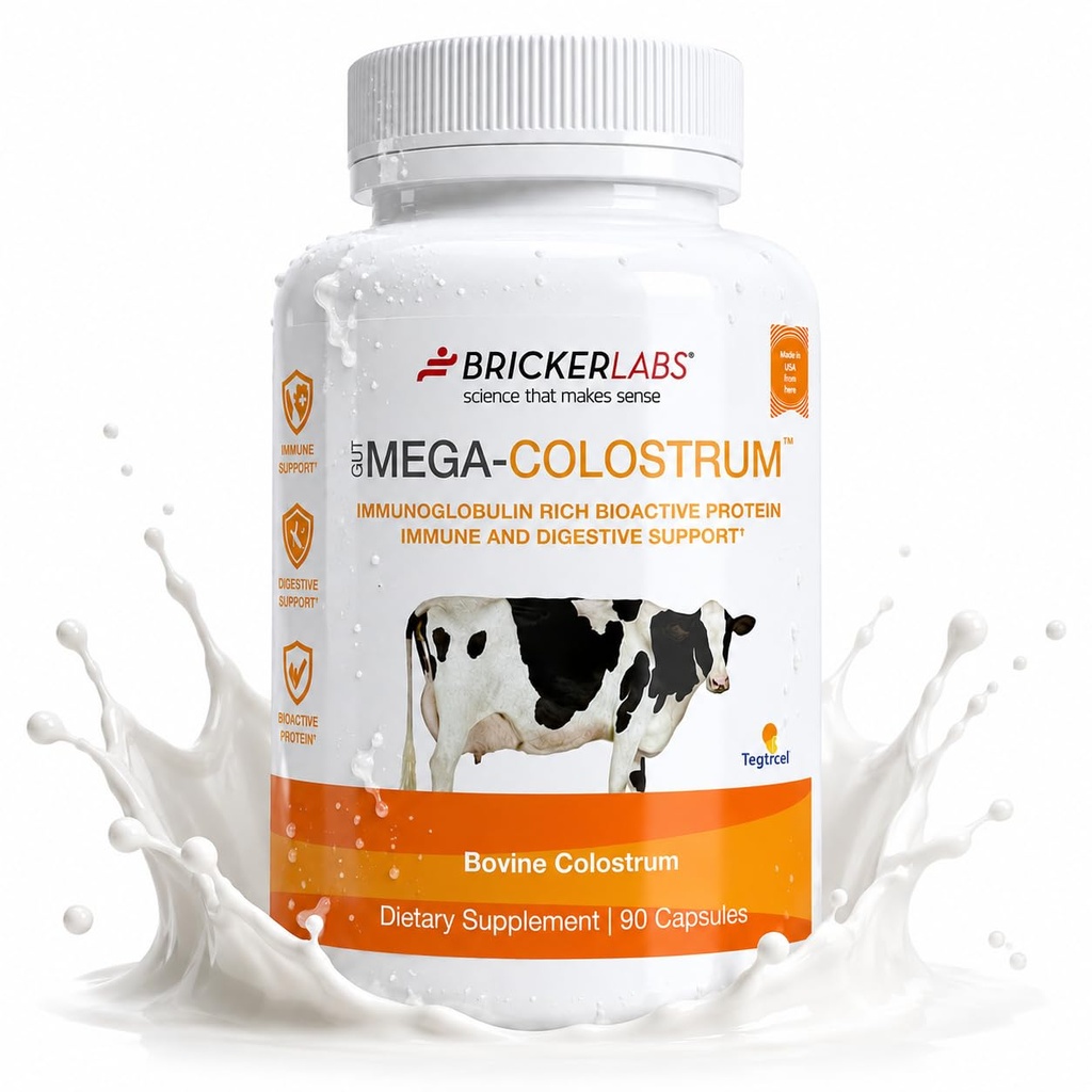 Tuer Labs Mega-Colostrum Capsules, Gut Health, Immunity, Skin & Hair, 1000 mg Bovine Colostrum Supplement% 40 IgG, bioaktif proteinler, büyüme Faktörleri ve antikorları, 45 Hizmetler
