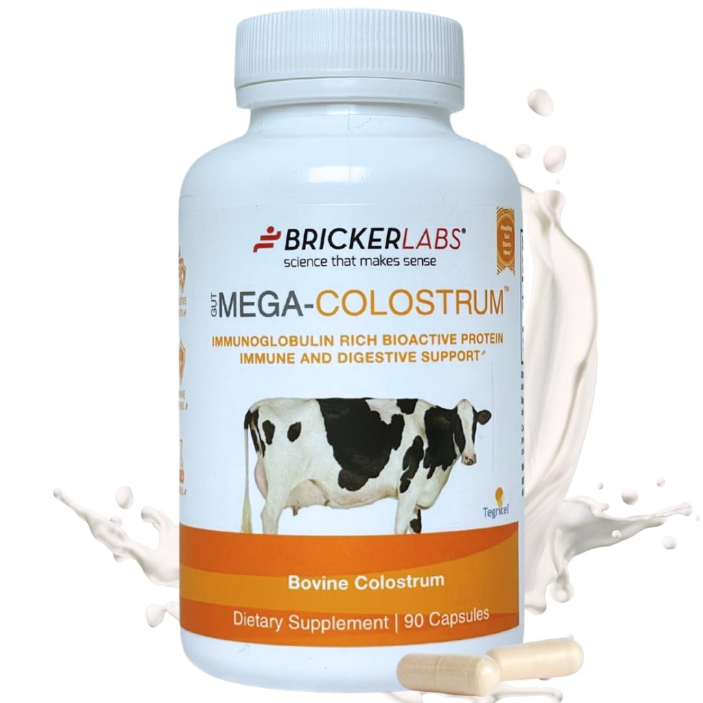 Tuer Labs Mega-Colostrum Capsules, Gut Health, Immunity, Skin & Hair, 1000 mg Bovine Colostrum Supplement% 40 IgG, bioaktif proteinler, büyüme Faktörleri ve antikorları, 45 Hizmetler