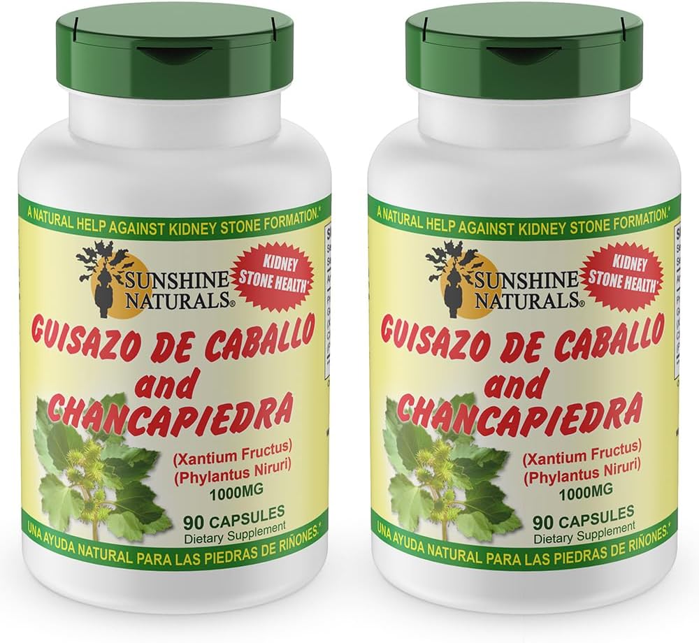 Sunshine Naturals Guisazo & Chancapiedra Herbal Mix, Natural Diyetary Supplement for Wellness Support, 90 Capsules. Pack of 2
