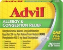 Advil Antioksitler ve Yoğunluk Yardım Tabletleri, Ağrı Reliever, Ibuprofen, Phenylephrine HCl ve Chlorpheniramine 4 mg - 20 Kaplamalı Tabletler