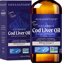 Ισλανδικό Liquid Cod Liver Oil, Lemon (16oz) - Βιταμίνες A & D, EPA & DHA - Helps Vision, Skin Membranes & Immune Function - MSC Certified, Non-GMO