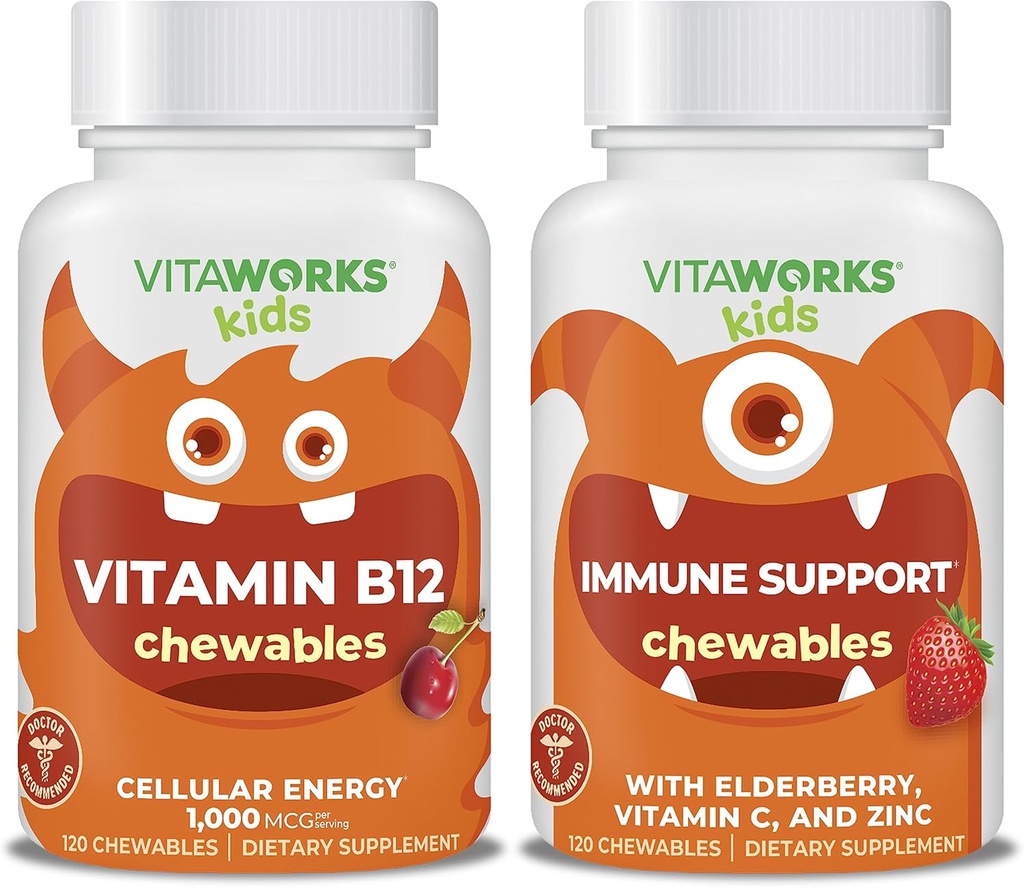 Çocuklar B12 Chewables + Elderberry + çinko + C Chewables Sche