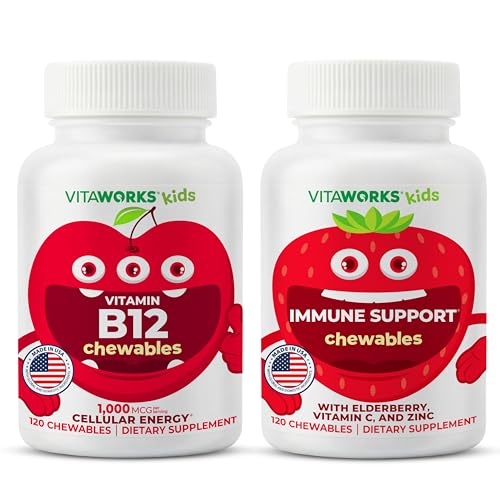 Çocuklar B12 Chewables + Elderberry + çinko + C Chewables Sche