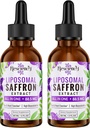 Saffron Supplements - 88.5 mg Saffron Extract Better Bioavailability Liposomal Drops for Mood, Energy, Vision & Focus with Ashwagandha, Turmeric, Magnezyum, çinko, B12 & D3, 60 ml, 60 hizmet