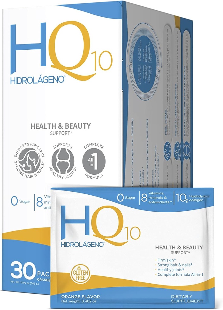 Hidrolageno Q10, Hydrolyzed Collagen, Vitaminler, ZINC, Antioksiler, paket başına 30 sachets, 4.2 Ounce, 1 Paket