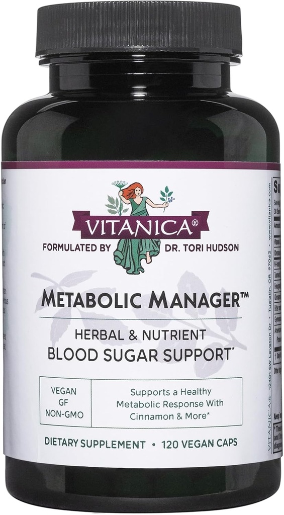 Vitanica Metabolic Manager - Sağlıklı Metabolik Yanıtı Desteklemek için herbal Supplement - Vitamin D - Vegan Antioksi Supplement - 120 Capsules