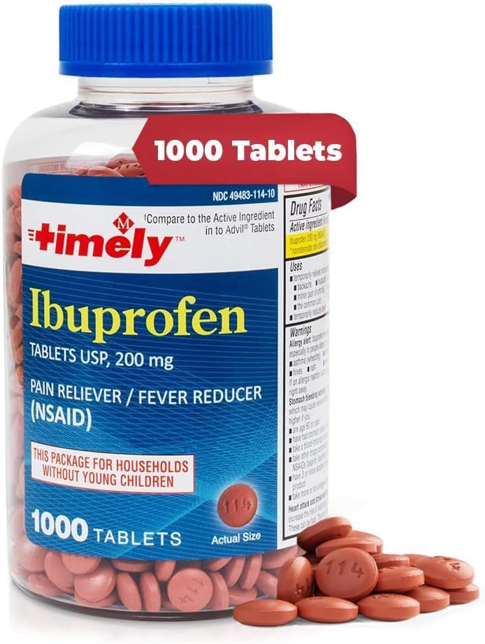 TIME-CAP LABS, INC. Zamanlı Ibuprofen 200 mg 1000 Tabletler - Ağrı Yardım Tabletleri ve Ateşi - Baş Ağrısı, Erkeklerintrual Pain, Tooth Aches, Muscular, Arthritis Pain & Body Aches