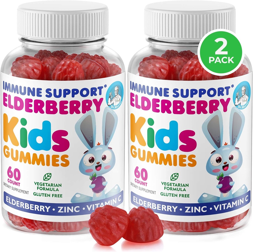 DR. MORITZ Elderberry Gummies for Kids and Yetişkinler (2 Pack) - Yaşlı Vitamin C ve çinko for Kids Immune Support - Vegetarian, Gluten Free