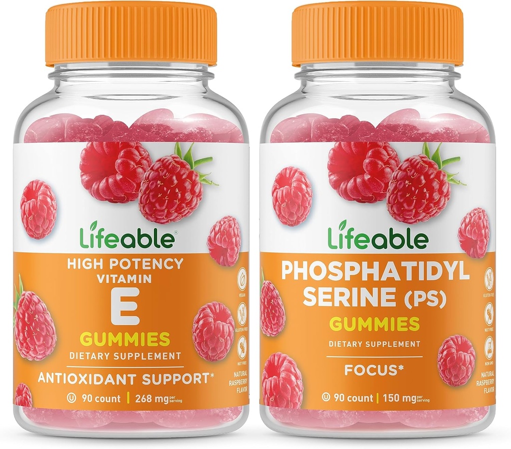Lifeable Vitamin E + Phosphatidylserine (PS), Gummies Sche - Great Tasting, Vitamin Supplement, Gluten Free, GMO Free, Chewable Gummy