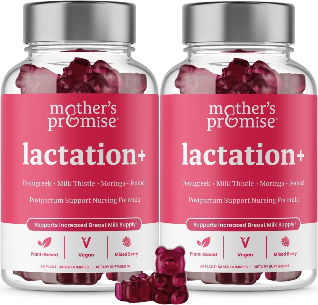Mother's Promise Lactation Supplement Gummies for Mother Milk Production Art | Postnatal Lactation Support for Emziring, Hemşire & Lactating with Fenugreek, Moringa & Milk Thistle | 2 Pack