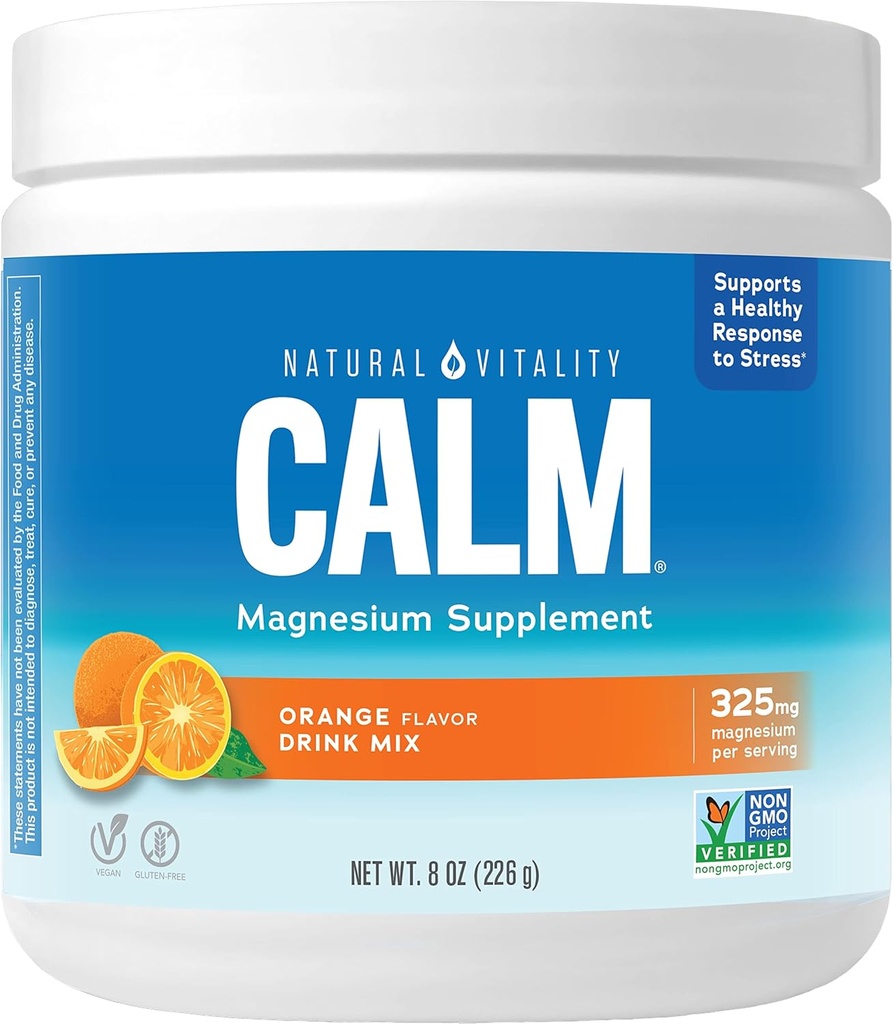 Doğal Vitality Calm Magnezyum Supplement, Anti-Stress Drink Mix Toz, Gluten Free, Vegan, & Non-GMO, Orange, 8 ozzz