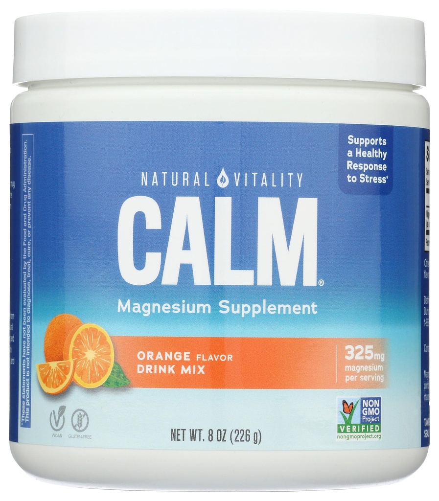 Doğal Vitality Calm Magnezyum Supplement, Anti-Stress Drink Mix Toz, Gluten Free, Vegan, & Non-GMO, Orange, 8 ozzz