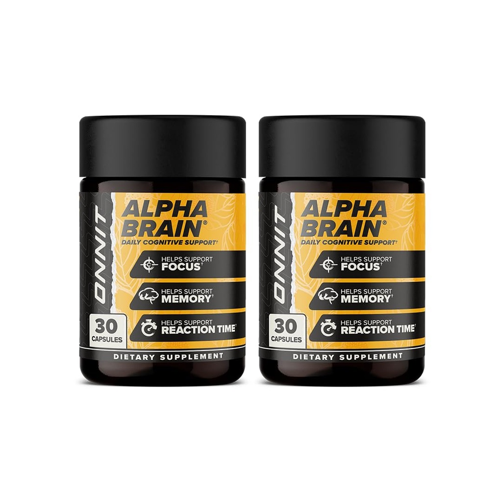 ONNIT Alpha Brain Premium Nootropic Brain Supplement for Men & Women - Κάψουλες εστίασης χωρίς καφεΐνη για συγκέντρωση, ψυχική σαφήνεια και υποστήριξη μνήμης - Claw γάτας, Bacopa, Oat Straw (30ct 2-Pack)