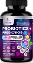 Probiotics 60 Δισεκατομμύρια CFU - 10 Probiotic Strains & Prebiotics - Digestive Gut Health, Immune Support & Occasional Constipation, Gas & Bloating - Daily Supplement for Women & Men - 120 Vegan Capsles