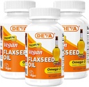 DEVA Organik Vegan Vitaminleri Flax Tohum Yağı - Omega-3'te Zengin - Soğuk Yayınlanmış ve Unrefined - 90 Capsules (Pack of 3)