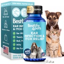 Köpekler ve Kediler için Kulak Enfeksiyon Tedavisi, Doğal Kulak Mitleri Kediler ve Köpekler Soothes Itchy Ears, Swelling, Otitis, Pain & Inflammation, 400 Easy to Give Tiny Pills