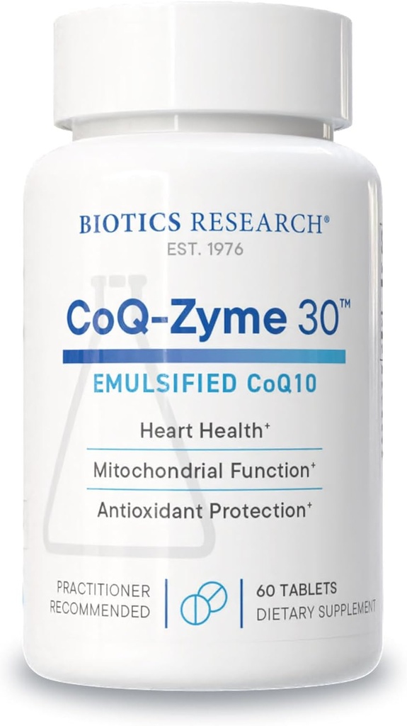 Biotics Research CoQZyme 30 Milligram emulsified coenzyme Q10 CoQ10, Materials Superoksi dismutase and catalase, Two Önemli antioksidan 60 Tabs