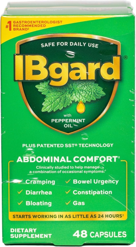 IBgard Gut Health Supplement, Peppermint Oil Capsules for Abdominal Comfort, 96 Capsules