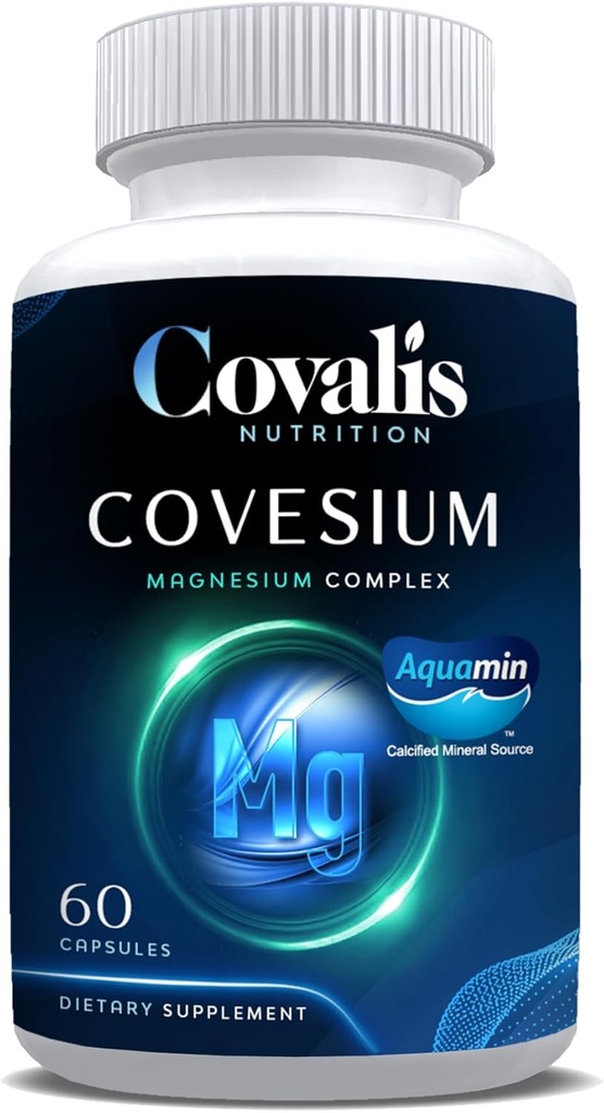 Covesium Magnezyum Kompleksi | 5 Türlü - Magnezyum Hydroxide, Glycinate, Citrate, Malate, Hoffman | Muscle Function | 60 Capsules