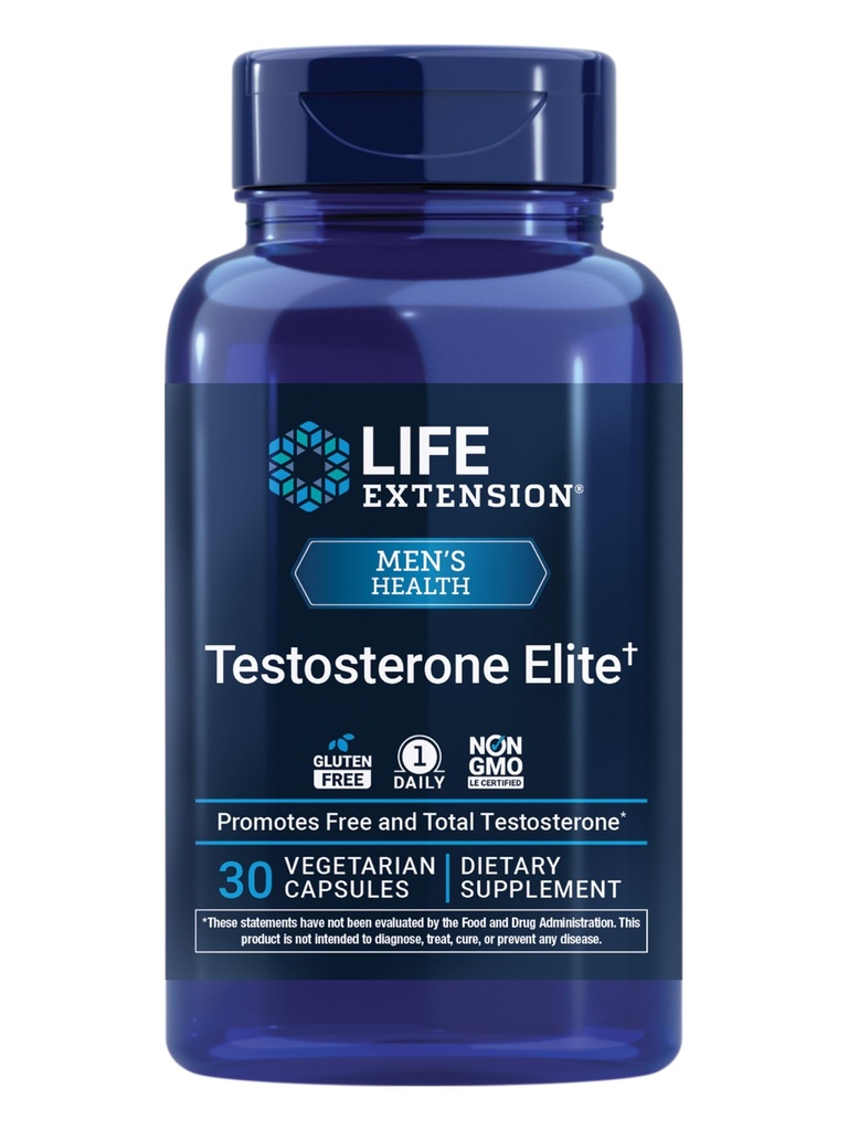 Life Extension testosteron Elite – testosteron Production Support Supplement for Men - Luteolin, Pomegranate ve Cacao Seed Extract – Gluten-Free, Non-GMO, Vegetarian – 30 Capsules
