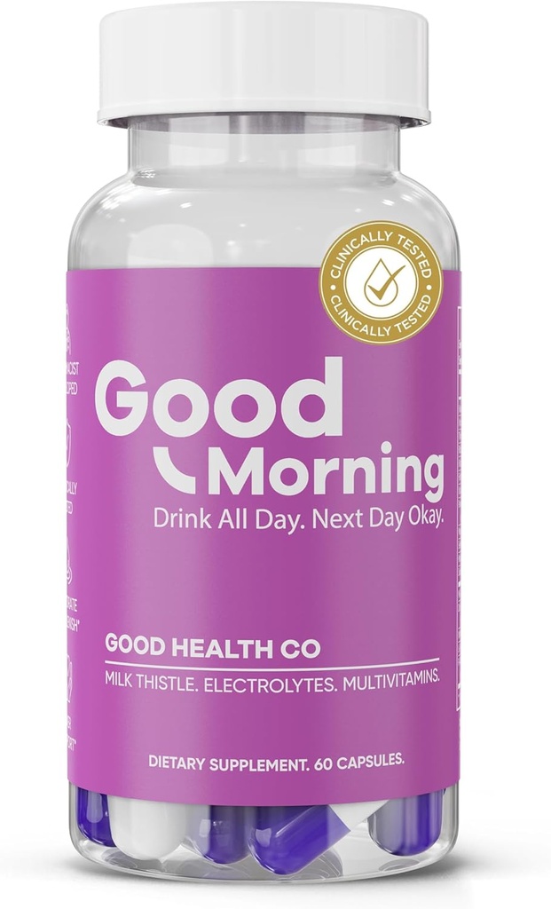 Good Morning Hangover Pills | 88.89 Klinik Denemede Hangover Önlemede Etkili | DHM ile Alkol Yardımından Sonra, Süt Butle ve Elektrolytes Size Parti Smart'a Yardım Etmek için. Cheers