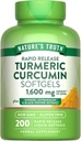 Doğanın Gerçek Turmeric Curcumin Kompleksi | Black Pepper Extract, Ginger & Astragalus | 200 Hızlı Yayın Softgels | Non-GMO ve Gluten Free