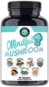 Angry Συμπληρώματα Mindful Mushrooms Κάψουλες - 7in1 Premium Υγεία Shroom Blend του Μαϊτάκε, Shiitake, Reishi, Turkey Tail, Cordyceps, Lions Mane και Chaga Μανιτάρια (60ct)