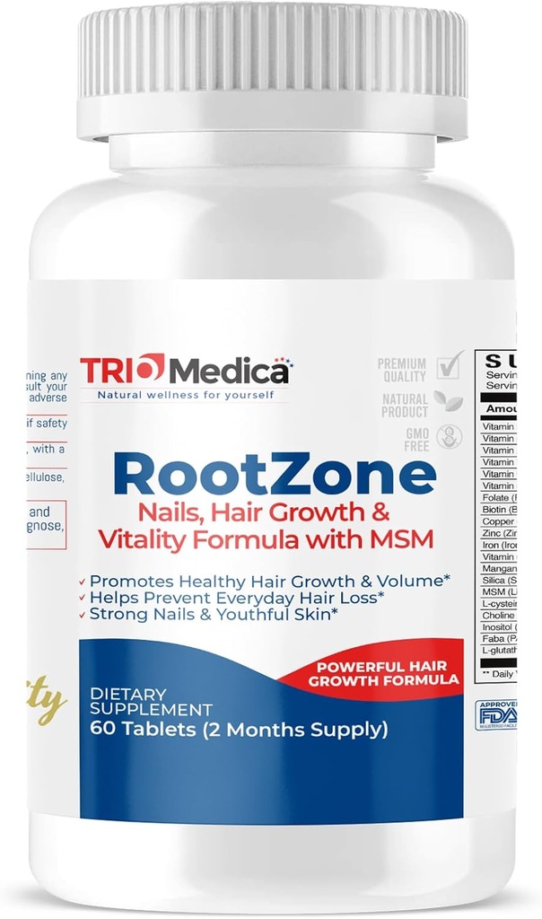MSM Saç, Skin & Nails ile RootZone, 20'den Fazla Malzemeler Biotin ve MSM, 60 Tabletler